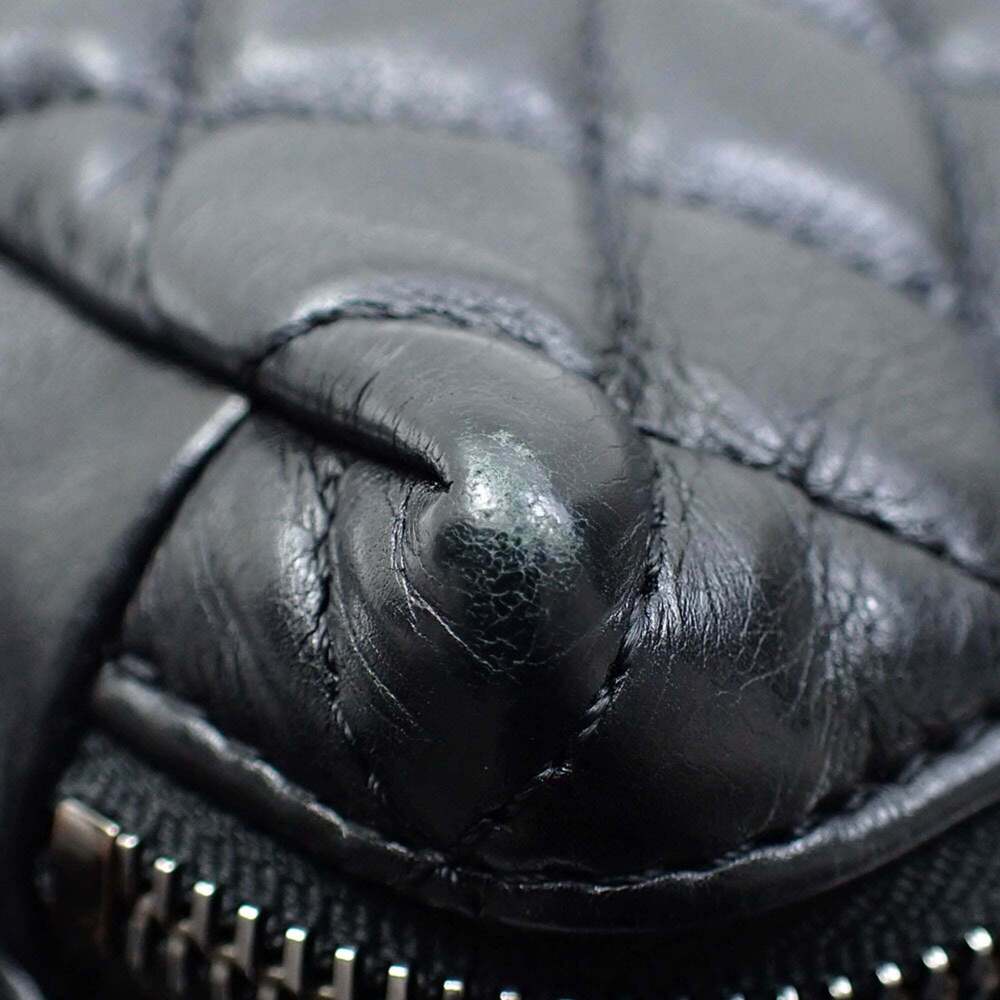 Chanel Matelasse Body Bag, Women's, Black Leather, Coco Mark Waist Bag - Picture 5 of 8